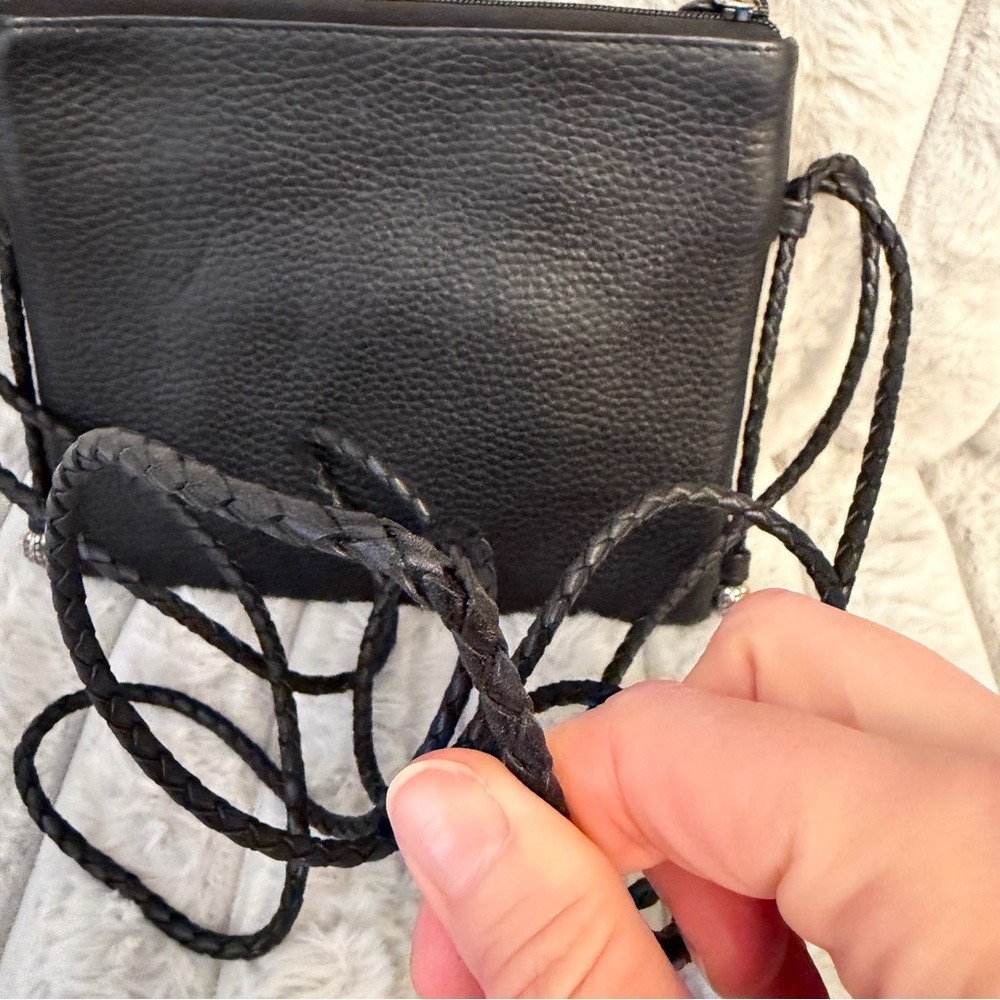 Brighton black pebble leather crossbody bag with a silver heart accent - Picture 8 of 8